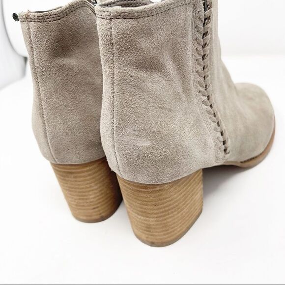 Blondo Taupe Tan Suede Block Stacked Booties 11 - Picture 9 of 10